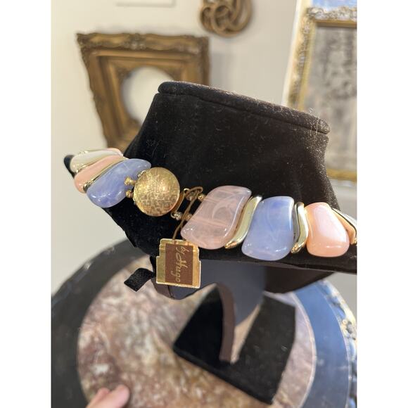 Vintage “By Hargo” Pastel Lucite and Gold-Tone Statement Necklace - Picture 2 of 3